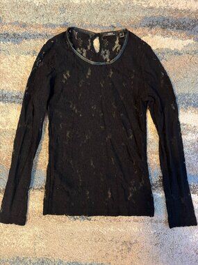 Mexx XS Black Lace Long Sleeve Shirt